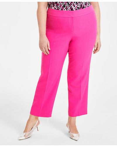 Kasper Plus Size Straight-leg Pants - Pink