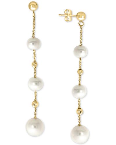 Effy Effy® Cultured Freshwater Pearl (5-8mm) Linear Drop Earrings In 14k Gold - White