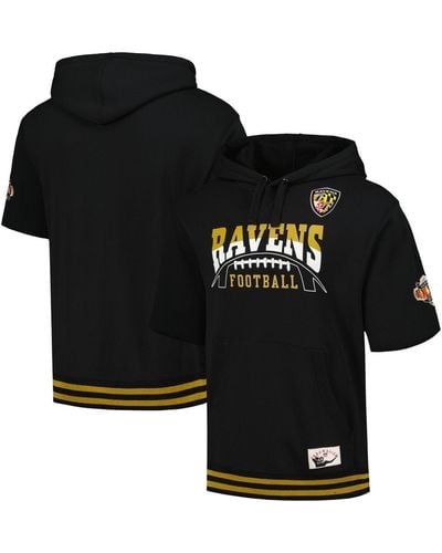 Mitchell & Ness Baltimore Ravens Pre-game Short Sleeve Pullover Hoodie - Black