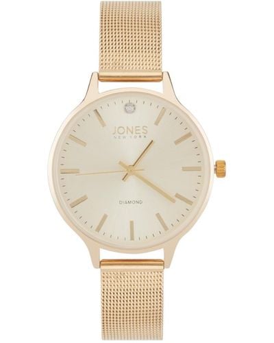 Jones New York Shiny Gold-tone Tone Mesh Metal Bracelet Watch 36mm - White