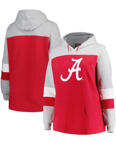 Profile Alabama Tide Plus Size Color-block Pullover Hoodie - Red