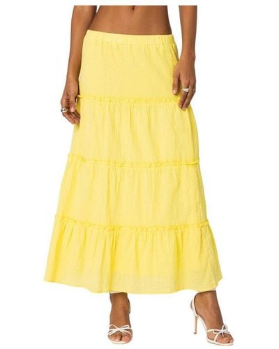 Edikted Charlotte Tiered Maxi Skirt - Yellow