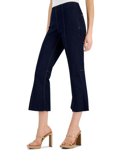 INC International Concepts High-rise Pull-on Flared Cropped Jeans - Blue