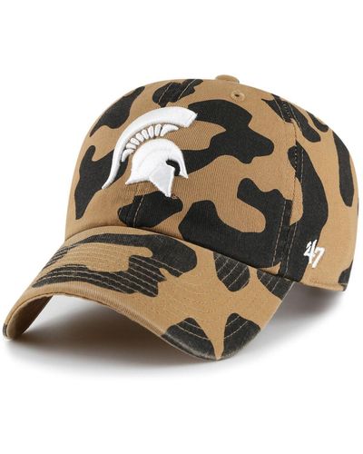 '47 Michigan State Spartans Rosette Leopard Clean Up Adjustable Hat - Brown