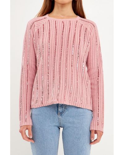 Endless Rose Sequins Detail Sweater - Red