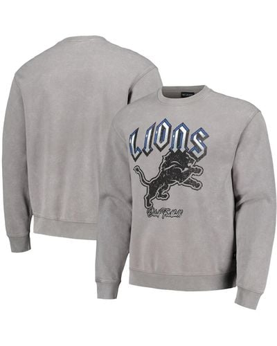 The Wild Collective And Detroit Lions Distressed Pullover Sweatshirt - Gray