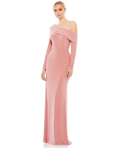 Mac Duggal Ieena Drop Shoulder Long Sleeve Column Gown - Pink