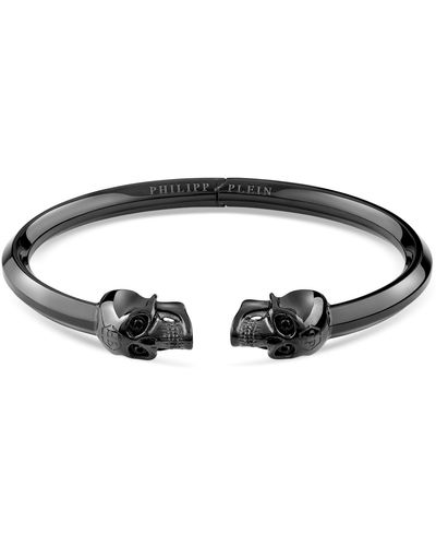 Philipp Plein Black-tone Ip Stainless Steel 3d $kull Cuff Bracelet