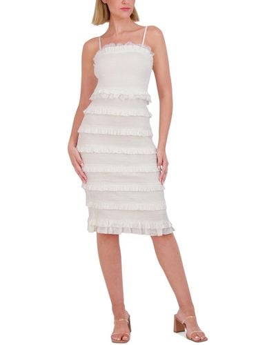 Vince Camuto Tiered Ruffle-trim Bodycon Dress - White