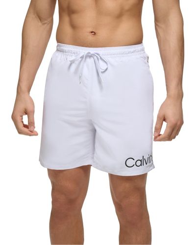 Calvin Klein Logo 7" Volley Swim Trunks - White