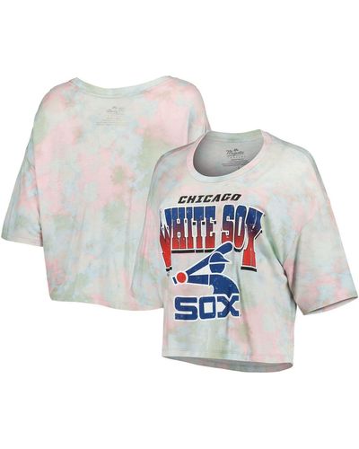 Majestic Threads Chicago White Sox Cooperstown Collection Tie-dye Boxy Cropped Tri-blend T-shirt
