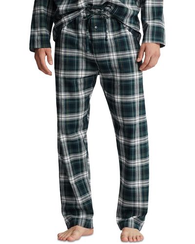 Polo Ralph Lauren Cotton Plaid Flannel Pajama Pants - Blue