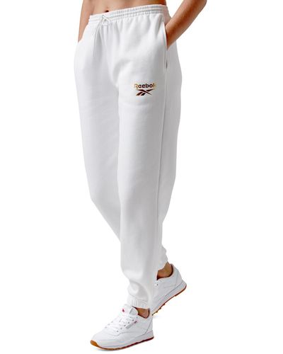 Reebok Metallic Foil Logo Fleece jogger Sweatpants - White