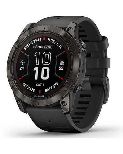 Garmin Pro Sapphire Carbon Gray Solar Edition Smart Watch With Black Plastic Band