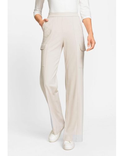 Olsen Anna Fit Wide Leg Jersey Knit Cargo Trouser Pant - White