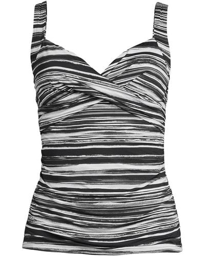 Lands' End Dd-cup Chlorine Resistant Wrap Underwire Tankini Swimsuit Top - Gray