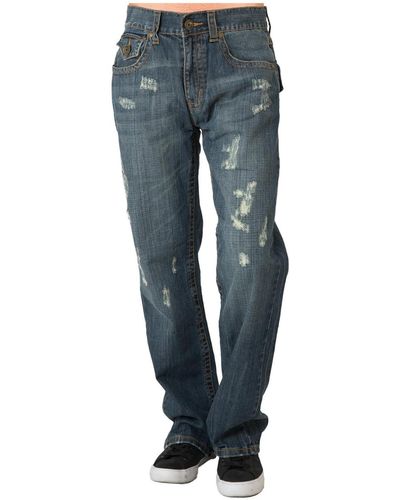 Level 7 Midrise Relaxed Boot Cut Premium Denim Jeans Vintage Like Wash - Blue