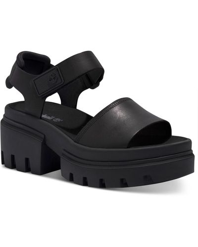 Timberland Everleigh Lug-sole Block-heel Sandals From Finish Line - Black