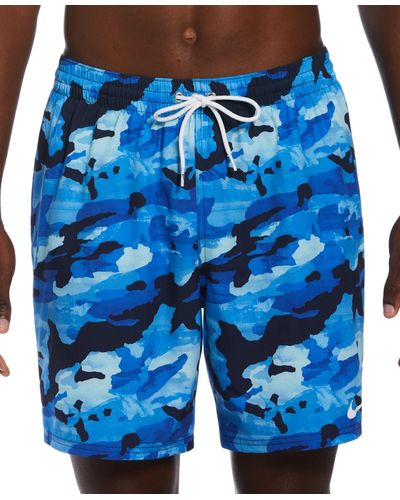 Nike Midnight Camouflage Volley 7" Swim Trunks - Blue