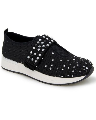 Kenneth Cole Cameron Jeweled Velcro Sneakers - Black