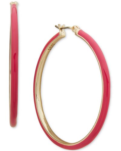 DKNY Gold-tone Medium Color-coated Hoop Earrings - Red