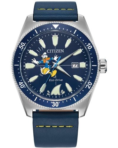 Citizen Eco-drive Donald Duck Leather Strap Watch 42mm - Blue