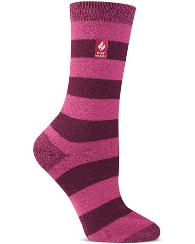 Heat Holders Ultra Lite Luisa Stripe Crew Socks - Pink