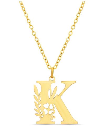 Kensie Floral Cut Out Initial Letter Pendant Necklace - Metallic