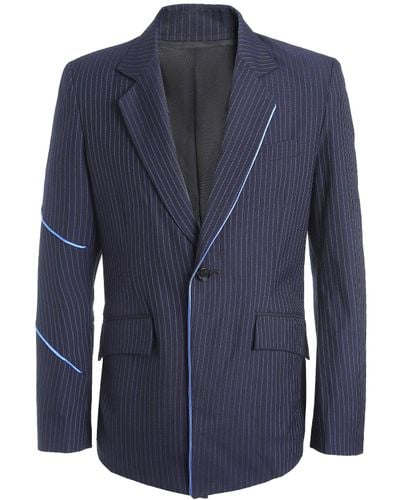 Sulvam Piping One Button Jacket - Blue