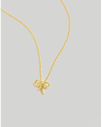 MW Bow Pendant Necklace - Metallic