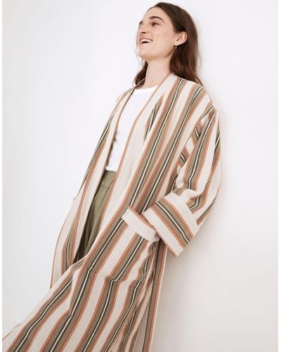MW Madewell X Oddbird Striped Linen-cotton Robe - Natural
