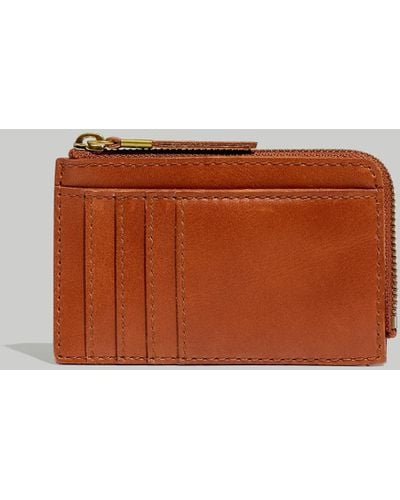 MW Leather Zip Card Case Wallet - Brown