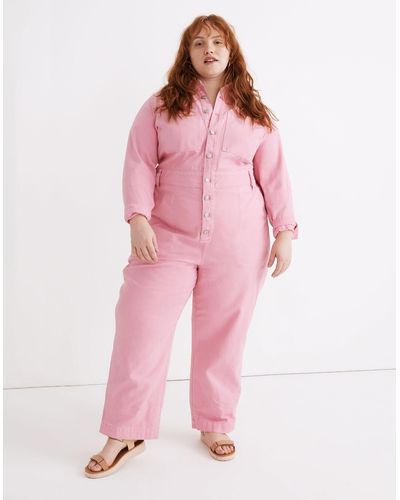 MW Petite Garment-dyed Relaxed Coverall Jumpsuit - Pink