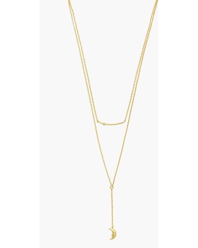 MW Hammered Moon Chain Necklace Set - White