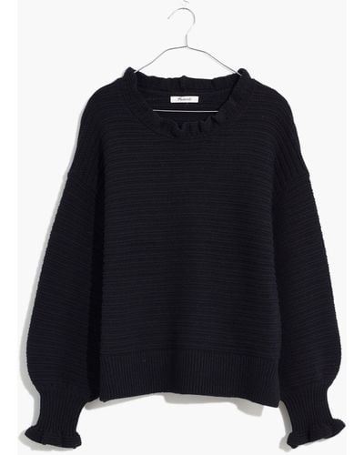MW Ruffle-neck Pullover Sweater - Black