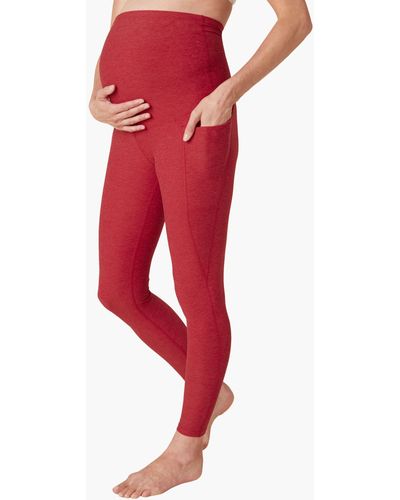 MW Beyond Yoga Maternity Out Of Pocket Midi Leggings - Red