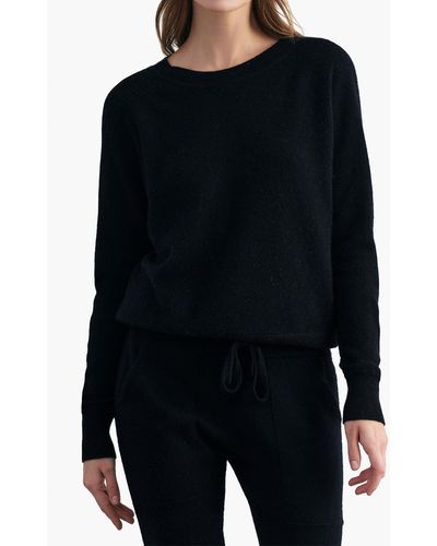 MW White + Warren Essential Cashmere Sweatshirt - Black