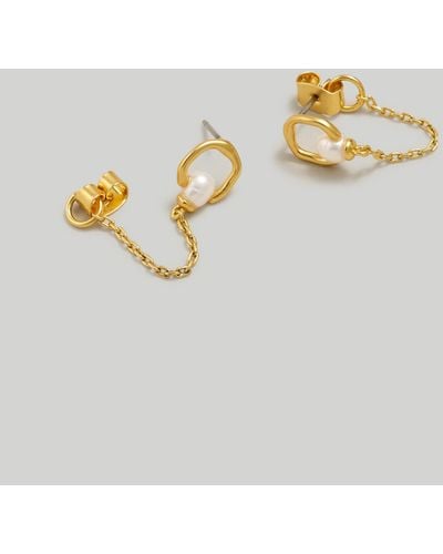 MW Freshwater Pearl Chain Earrings - Metallic