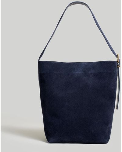 MW The Essential Bucket Tote In Suede - Blue