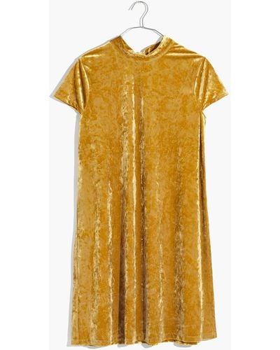 MW Crushed Velvet Mockneck Dress - Yellow