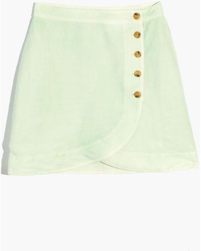 MW Linen-blend Tulip-hem Mini Skirt: Earth-dyed Edition - Green