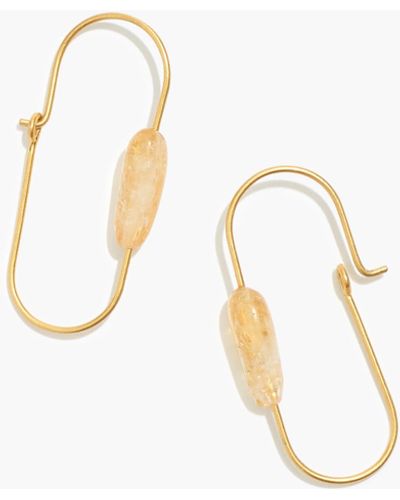 MW Stone Collection Citrine Medium Hoop Earrings - Natural