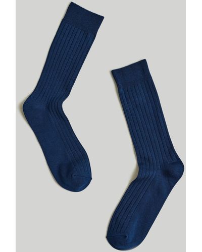 MW Slinky Ribbed Trouser Socks - Blue