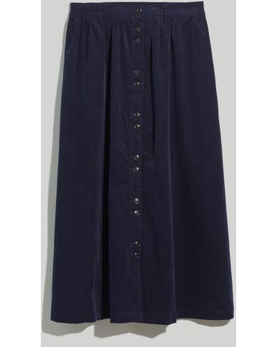MW Baby Corduroy Button-front Midi Skirt - Blue