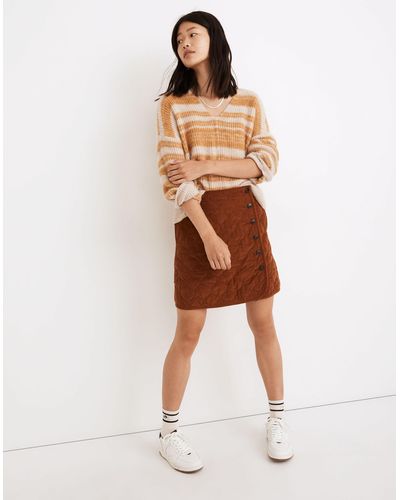 MW Corduroy Quilted Mini Skirt - Brown