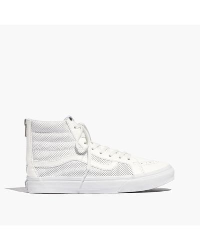 MW Vans® Sk8-Hi Slim Zip High-Top Sneakers In Perforated Leather - White