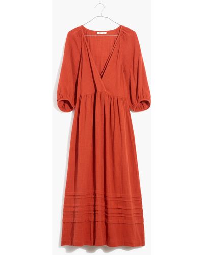 MW Plus Marianna Puff-sleeve Midi Dress - Red