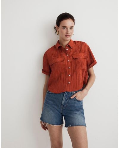MW Crinkled Utility Button-up Shirt - Red