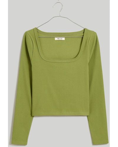 MW Square-neck Long-sleeve Crop Tee - Green