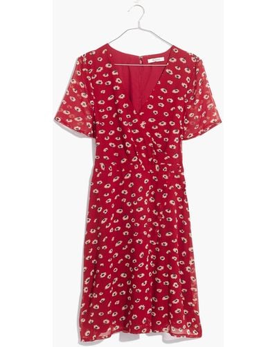 Madewell Wrap-front Mini Dress In Seattle Floral - Red